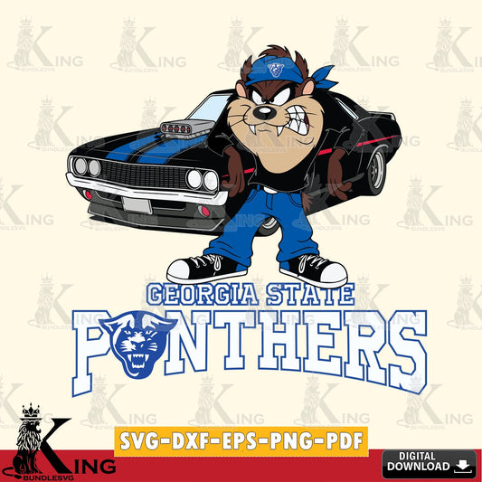 Georgia State Panthers Taz Racing Car SVG file, Cut file  , Digital Download , Instant Download, Taz svg, NCAA svg
