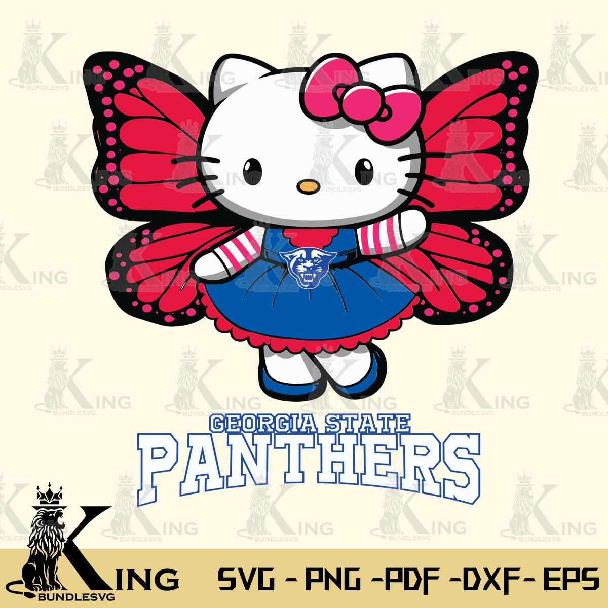 Georgia State Panthers Whimsical Kitty Wings Svg Eps Dxf Png File, Digital Download