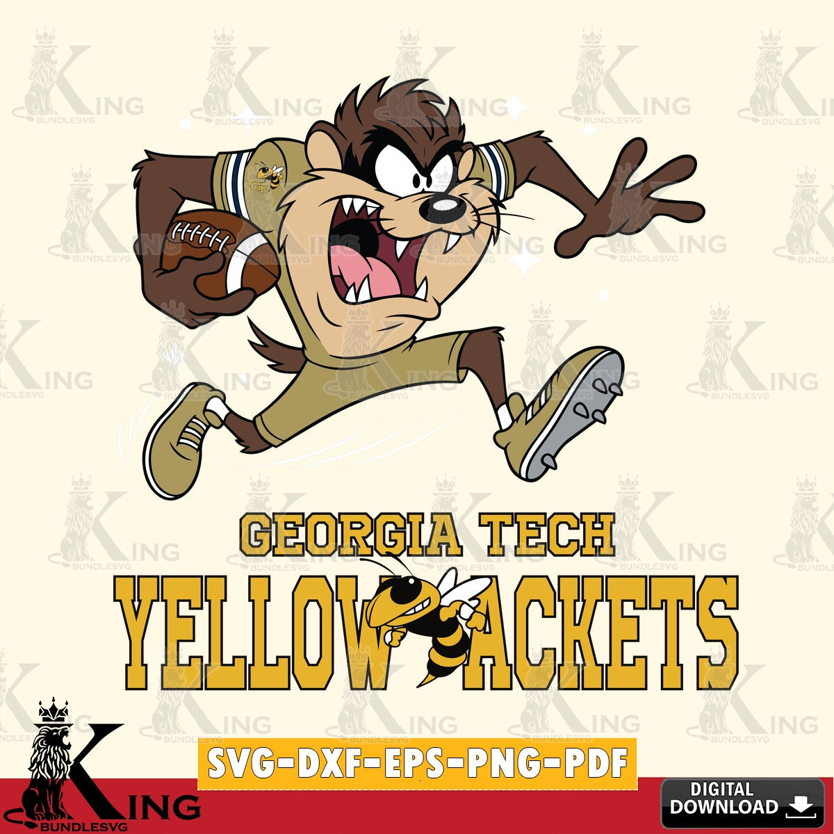 Georgia Tech Yellow Jackets Angry Taz Football SVG file, Cut file  , Digital Download , Instant Download, Taz svg, NCAA svg