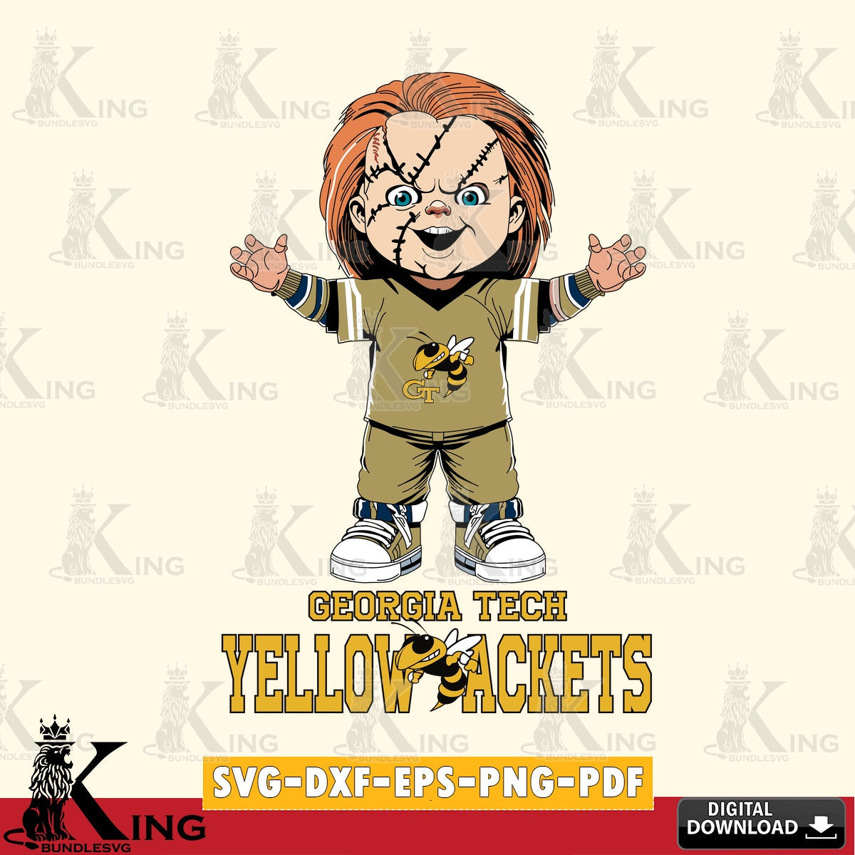High-quality graphic of Georgia Tech Yellow Jackets Chucky Football, high-quality vector for DIY scrapbooking and home decor