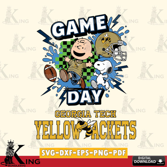 Georgia Tech Yellow Jackets Game Day Peanuts SVG, Cricut, Cut file  , Digital Download , Instant Download, Peanuts svg, NCAA svg, Football svg, Sport svg