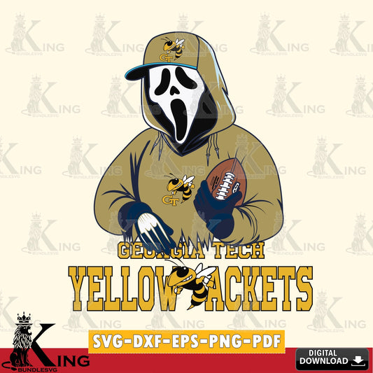 Printable art of Georgia Tech Yellow Jackets Ghostface Scream player Football SVG PNG files perfect for Cricut and Silhouette