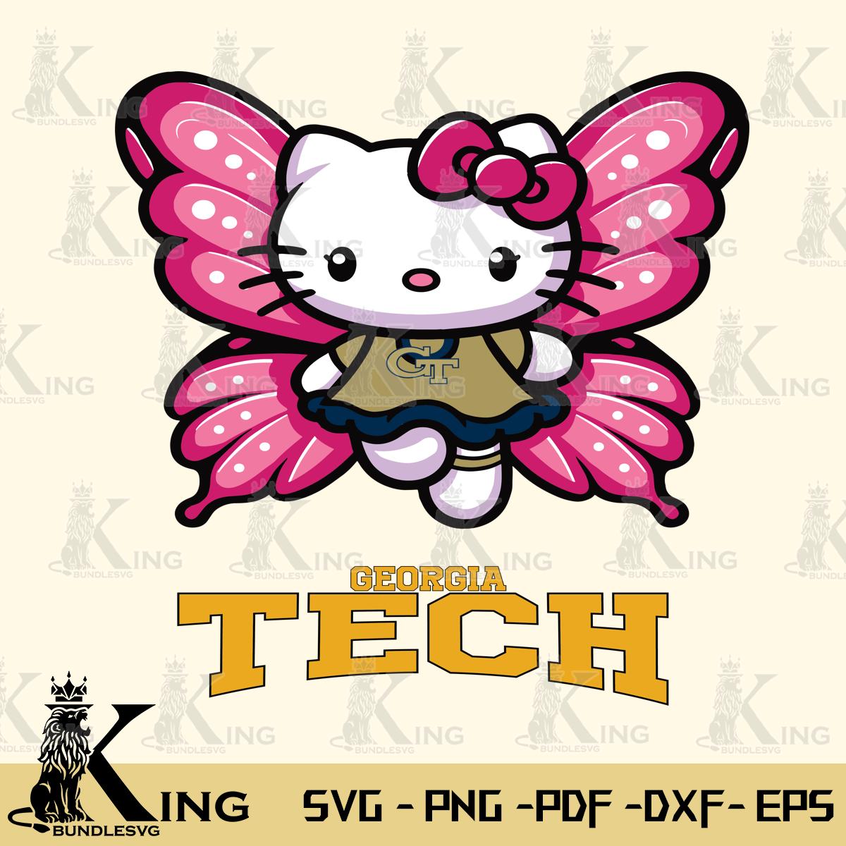 Georgia Tech Yellow Jackets Hello Kitty Dreamscape Svg Eps Dxf Png File, Digital Download