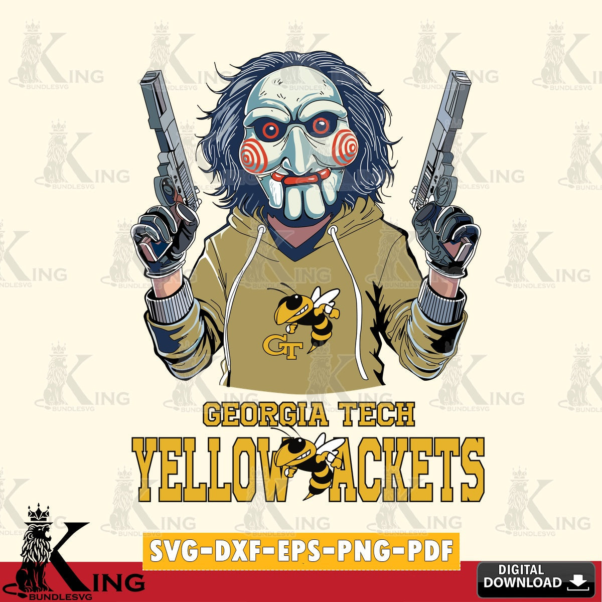 Detailed illustration of Georgia Tech Yellow Jackets Jigsaw Billy Football, a high-quality vector for DIY scrapbooking and home