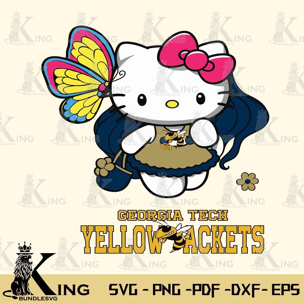 Georgia Tech Yellow Jackets Kitty Cartoon Svg Eps Dxf Png File, Digital Download