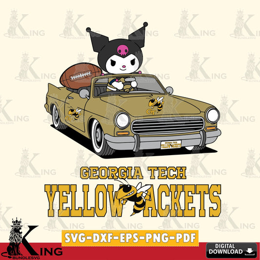 Georgia Tech Yellow Jackets Kuromi Car Football Game SVG file, Cricut, Cut file  , Digital Download , Instant Download, Sanrio svg, Clipart