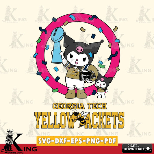 Georgia Tech Yellow Jackets Kuromi Football Champion SVG file, Cricut, Cut file  , Digital Download , Instant Download, Sanrio svg, Clipart