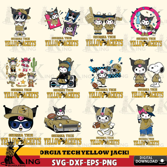 Georgia Tech Yellow Jackets Kuromi Football Jersey NCAA Bundle SVG file, Cricut, Cut file  , Digital Download , Instant Download, Sanrio svg, Clipart