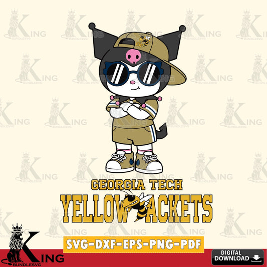 Georgia Tech Yellow Jackets Kuromi Football Jersey SVG file, Cricut, Cut file  , Digital Download , Instant Download, Sanrio svg, Clipart