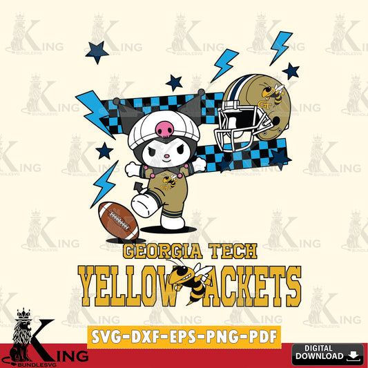 Georgia Tech Yellow Jackets Kuromi Game Day SVG file, Cricut, Cut file  , Digital Download , Instant Download, Sanrio svg, Clipart