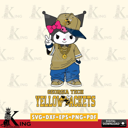 Georgia Tech Yellow Jackets Kuromi Streetwear Style SVG file, Cricut, Cut file  , Digital Download , Instant Download, Sanrio svg, Clipart