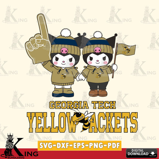 Georgia Tech Yellow Jackets Kuromi rugby Fan SVG file, Cricut, Cut file  , Digital Download , Instant Download, Sanrio svg, Clipart