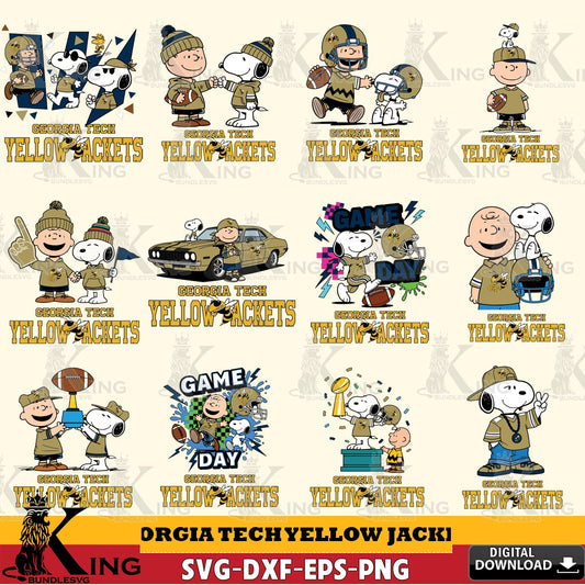 Georgia Tech Yellow Jackets Peanuts Football NCAA Bundle SVG, Cricut, Cut file  , Digital Download , Instant Download, Peanuts svg, NCAA svg, Football svg, Sport svg