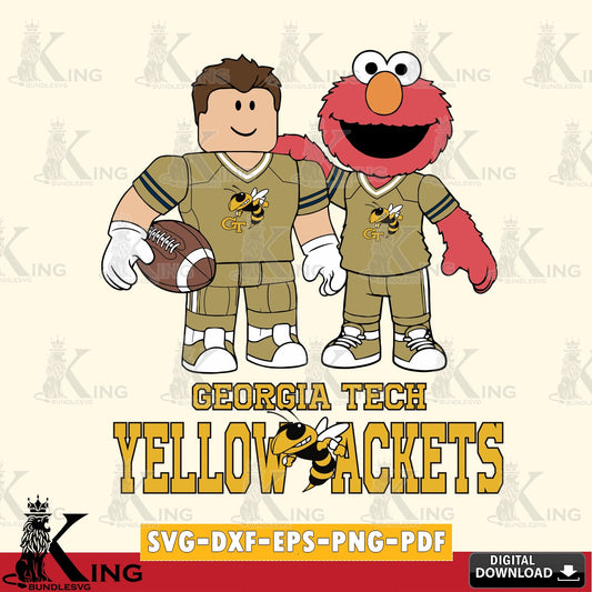 Georgia Tech Yellow Jackets Roblox & Elmo Football SVG file , NCAA Cricut,  File cut , Digital Download , PDF File