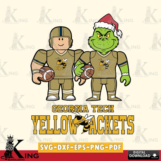 Georgia Tech Yellow Jackets Roblox & Grinch Football SVG file , NCAA Cricut,  File cut , Digital Download , PDF File