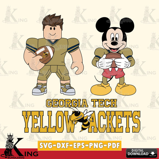 Georgia Tech Yellow Jackets Roblox & Mickey Football SVG file , NCAA Cricut,  File cut , Digital Download , PDF File