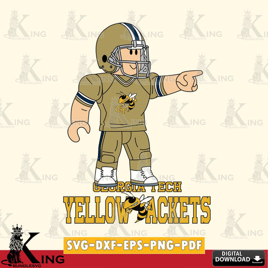 Georgia Tech Yellow Jackets Roblox Player Football SVG file , NCAA Cricut,  File cut , Digital Download , PDF File