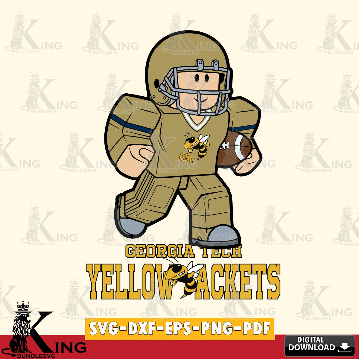 Georgia Tech Yellow Jackets Roblox Player Rugby SVG file , NCAA Cricut,  File cut , Digital Download , PDF File
