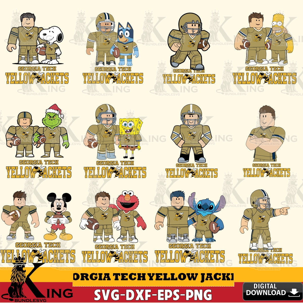 Georgia Tech Yellow Jackets Roblox With Friends football NCAA Bundle SVG file , NCAA Cricut,  File cut , Digital Download , PDF File