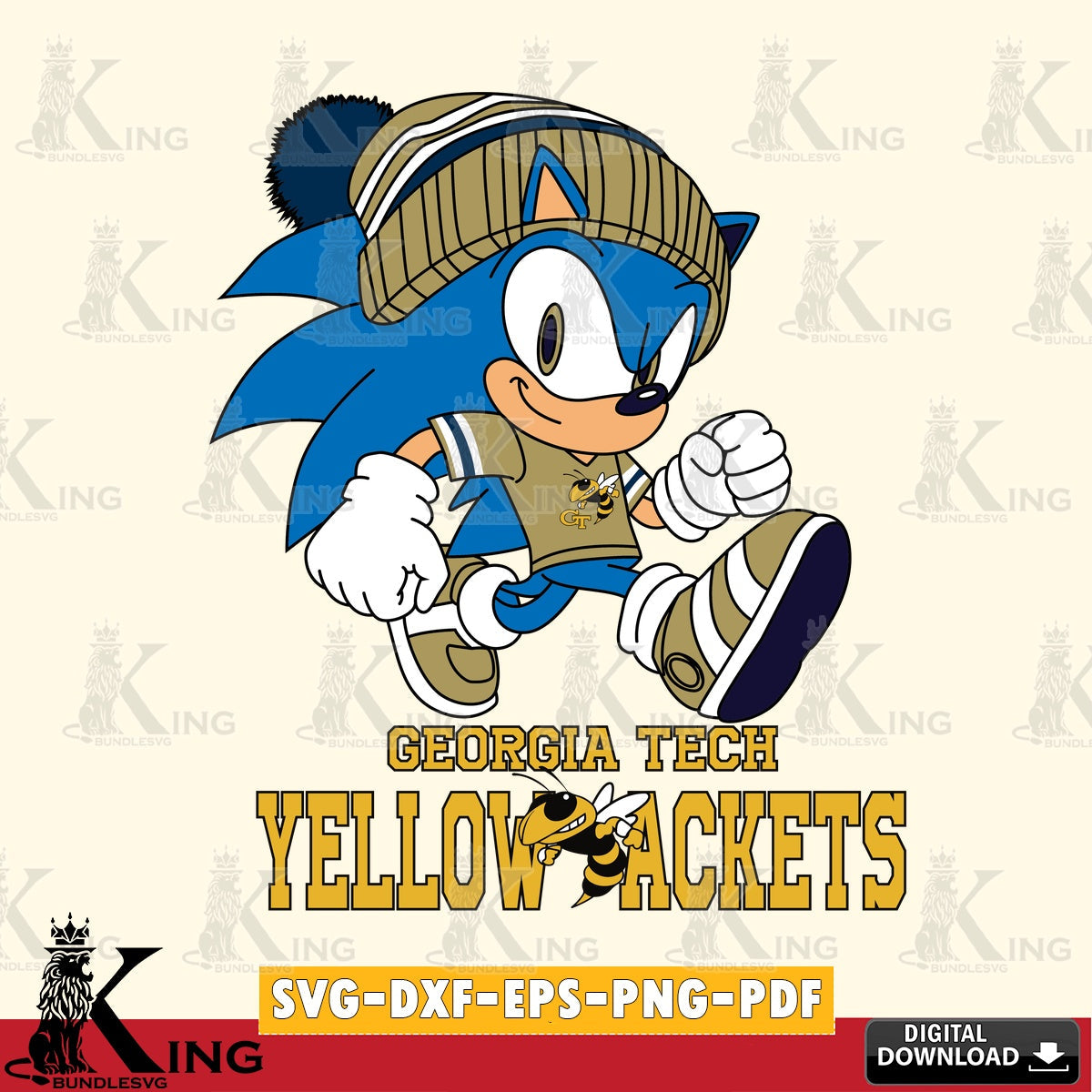 Georgia Tech Yellow Jackets Sonic Football SVG file, Vector , Digital Download , PDF File , Instant Download