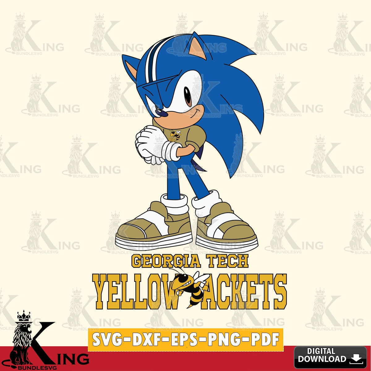 Creative design featuring Georgia Tech Yellow Jackets Sonic cute Football digital download for Cricut Maker and paper crafts