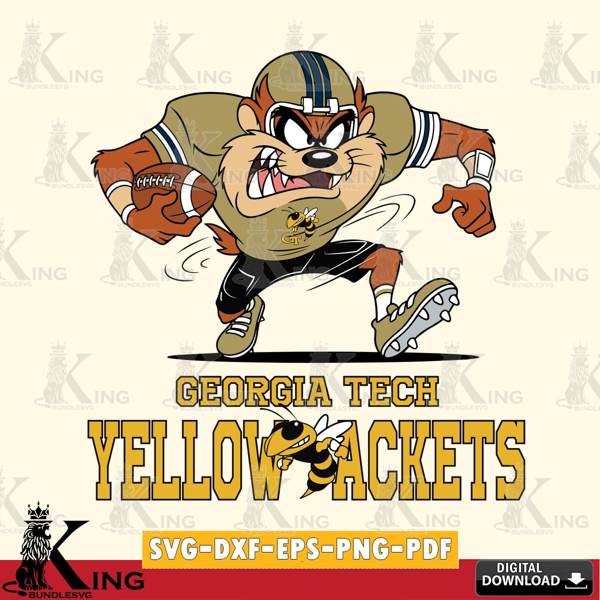 Georgia Tech Yellow Jackets Taz Football Helmet SVG file, Cut file  , Digital Download , Instant Download, Taz svg, NCAA svg