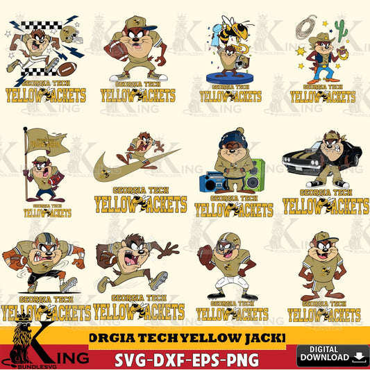 Georgia Tech Yellow Jackets Taz Football NCAA Bundle SVG file, Cut file  , Digital Download , Instant Download, Taz svg, NCAA svg