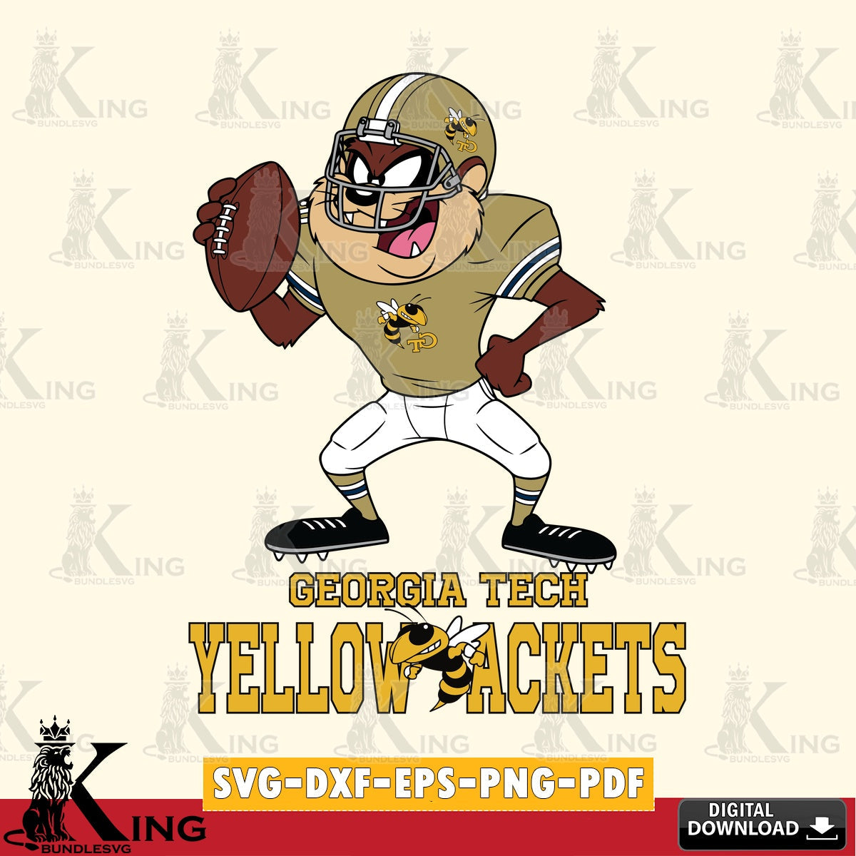 Georgia Tech Yellow Jackets Taz Football Player SVG file, Cut file  , Digital Download , Instant Download, Taz svg, NCAA svg