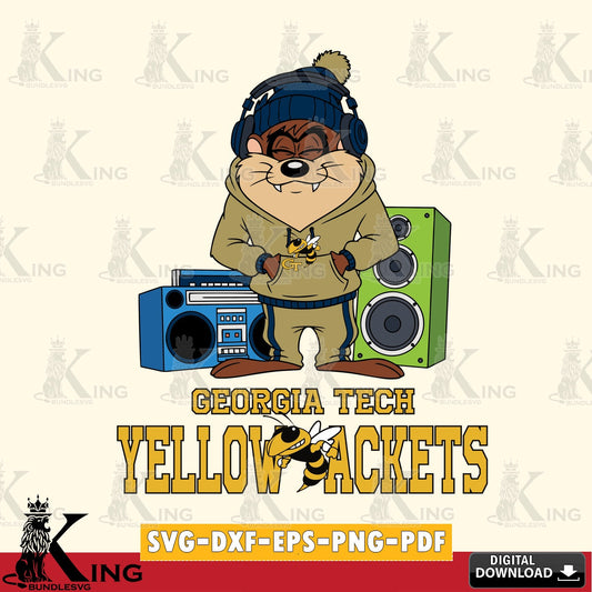 Georgia Tech Yellow Jackets Taz Hip Hop SVG file, Cut file  , Digital Download , Instant Download, Taz svg, NCAA svg