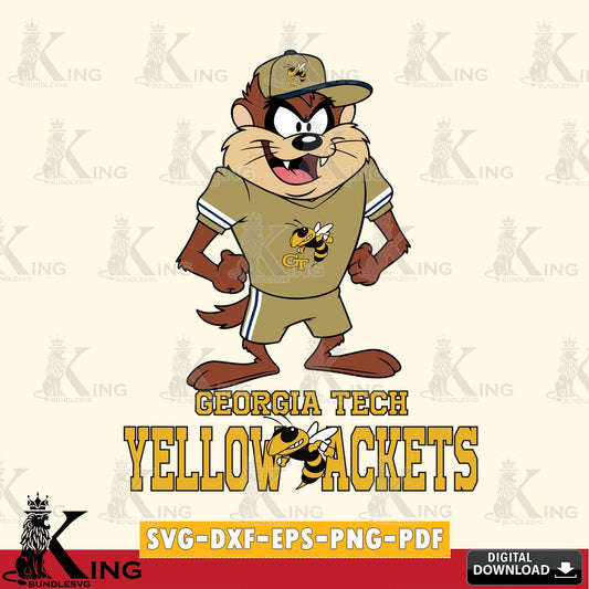 Georgia Tech Yellow Jackets Taz Standing Pose SVG file, Cut file  , Digital Download , Instant Download, Taz svg, NCAA svg