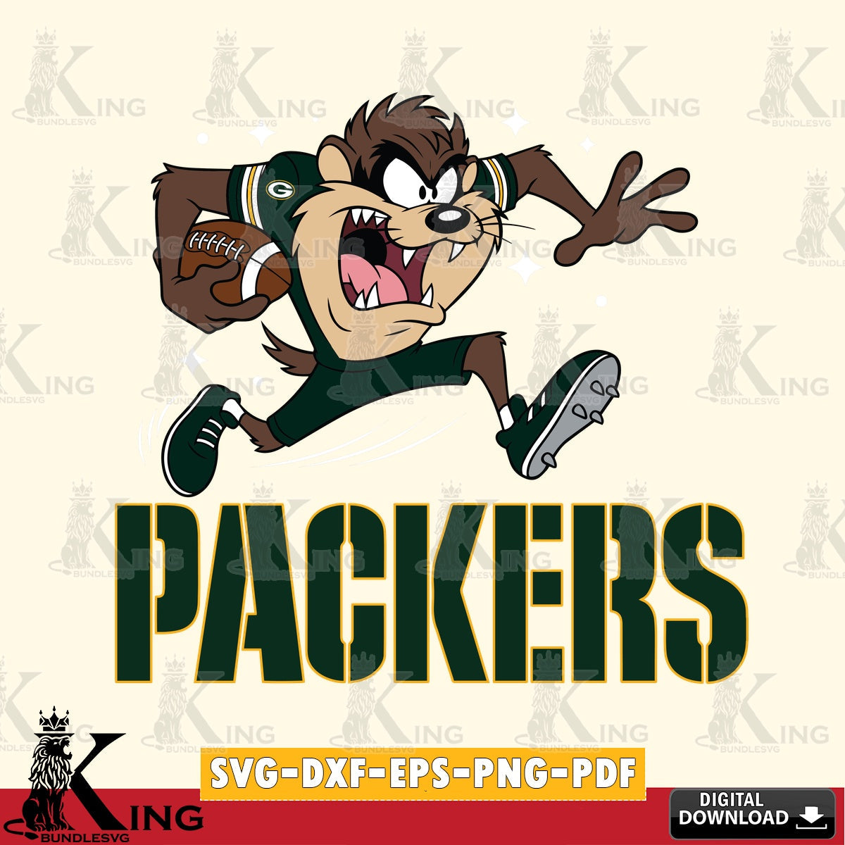 Green Bay Packers Angry Taz Football Cut file  , Digital Download , Instant Download, Looney Tunes svg, Football svg