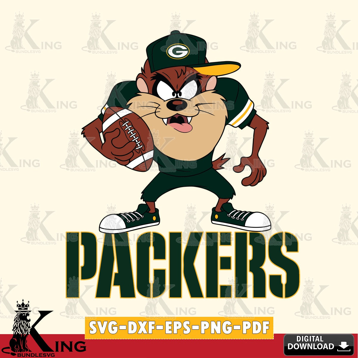 Green Bay Packers Đồng phục bóng đá Taz Cut file  , Digital Download , Instant Download, Looney Tunes svg, Football svg