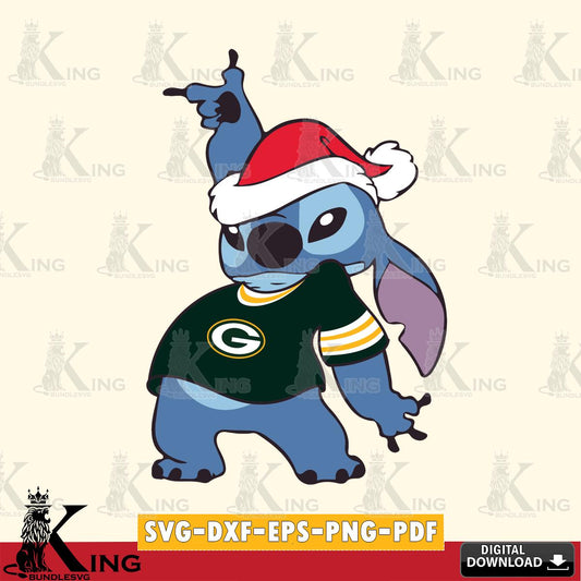 Green Bay Packers Disney Lilo & Stitch Christmas SVG, NFL for Cricut, Silhouette, Digital Download , file cut