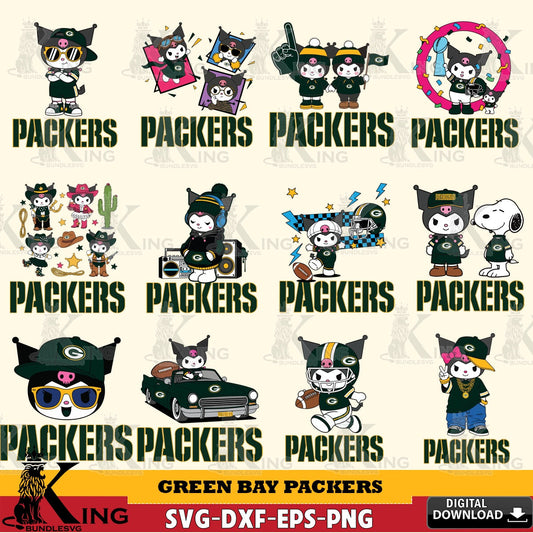 Green Bay Packers Kuromi Football Jersey NFL Bundle SVG file, Cricut, Cut file  , Digital Download , Instant Download, Sanrio svg, Clipart