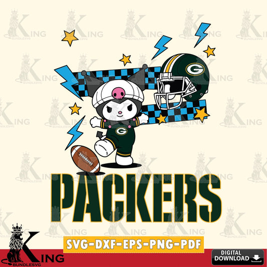 Green Bay Packers Kuromi Game Day SVG file, Cricut, Cut file  , Digital Download , Instant Download, Sanrio svg, Clipart