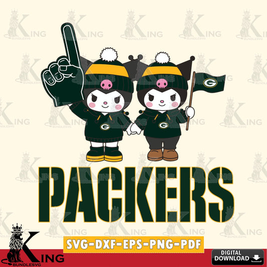 Green Bay Packers Kuromi rugby Fan SVG file, Cricut, Cut file  , Digital Download , Instant Download, Sanrio svg, Clipart