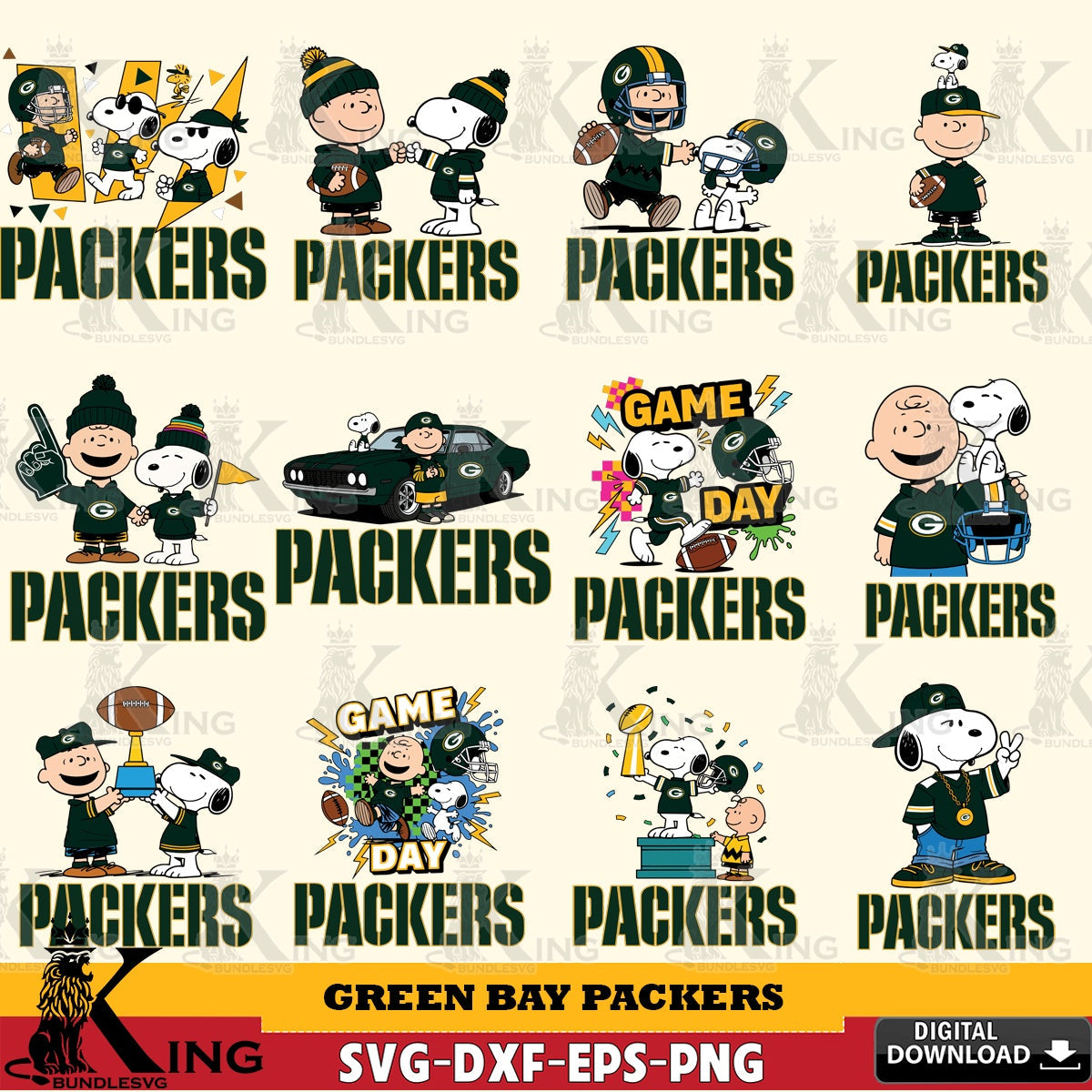 Green Bay Packers Peanuts Play Football NFL Bundle Cricut file , Cut file  , Digital Download , PDF File , Instant Download