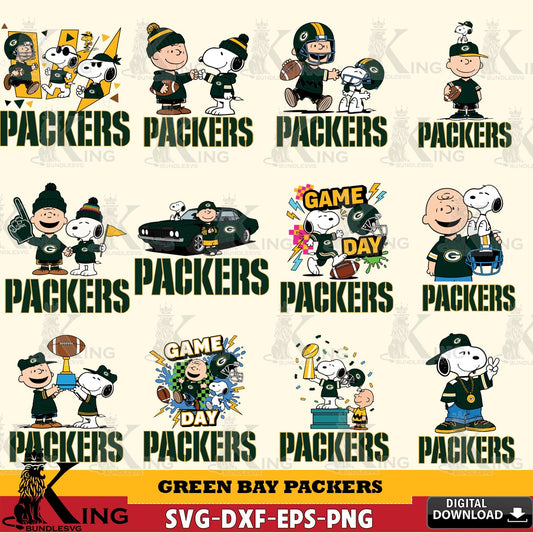 Green Bay Packers Peanuts Play Football NFL Bundle Cricut file , Cut file  , Digital Download , PDF File , Instant Download