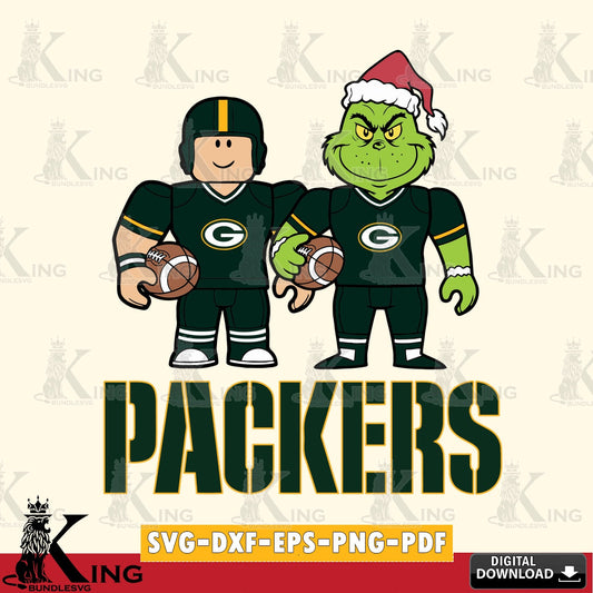 Massive pack of Green Bay Packers Roblox & Grinch Football, Cricut, NFL cut files, versatile clip art for stickers, decals, and