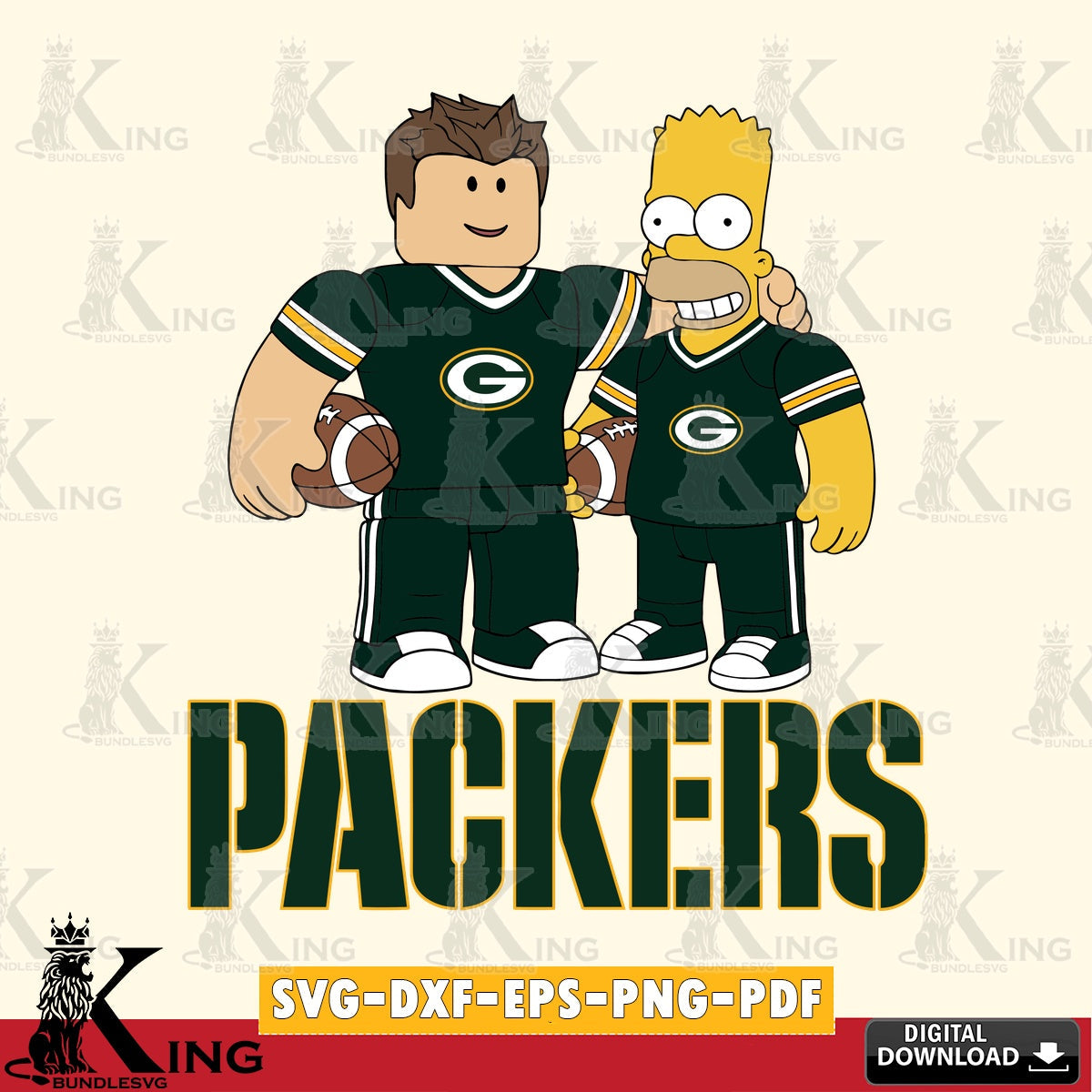 Green Bay Packers Roblox & Homer Simpson Football SVG file , Cricut, NFL  File cut , Digital Download , PDF File