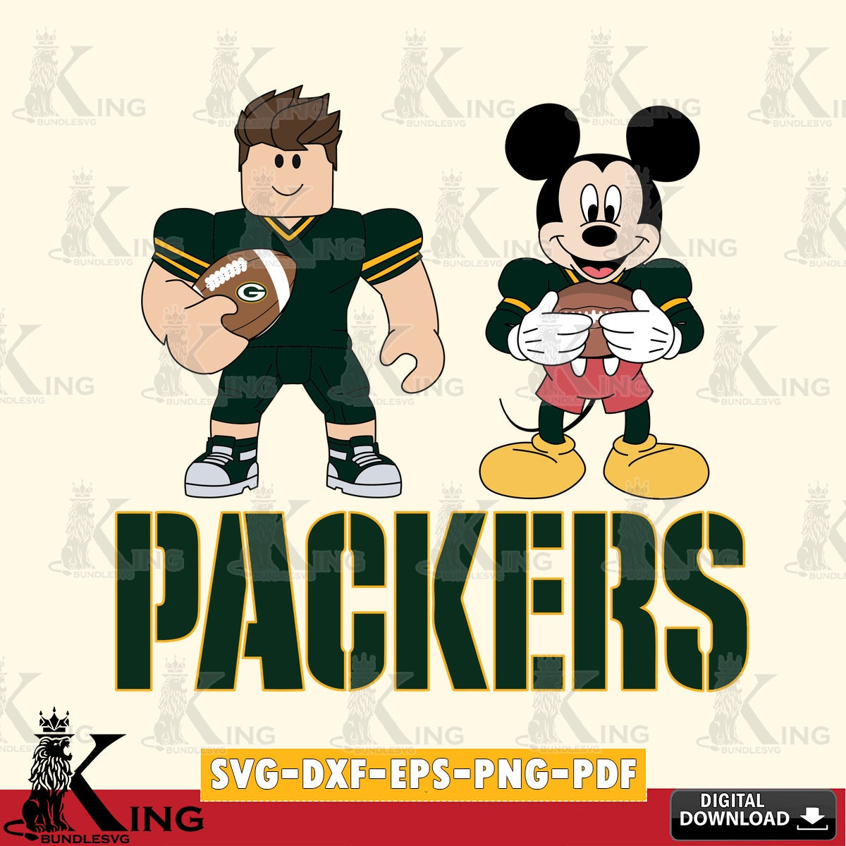Green Bay Packers Roblox & Mickey Football SVG file , Cricut, NFL  File cut , Digital Download , PDF File