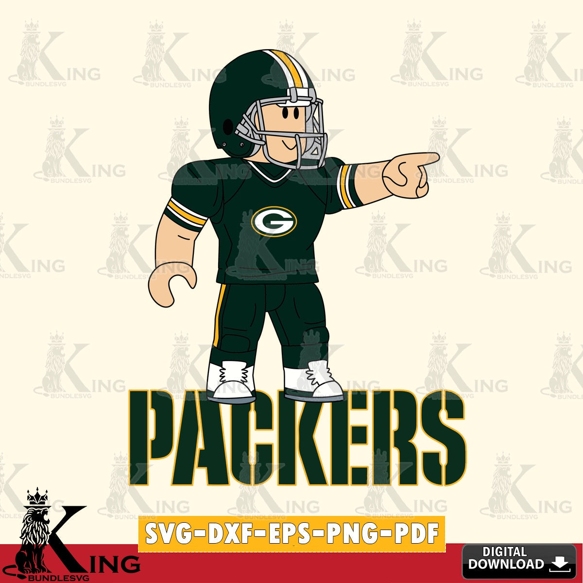 Mega bundle containing Green Bay Packers Roblox player football, a digital clipart compatible with laser engraving and cutting