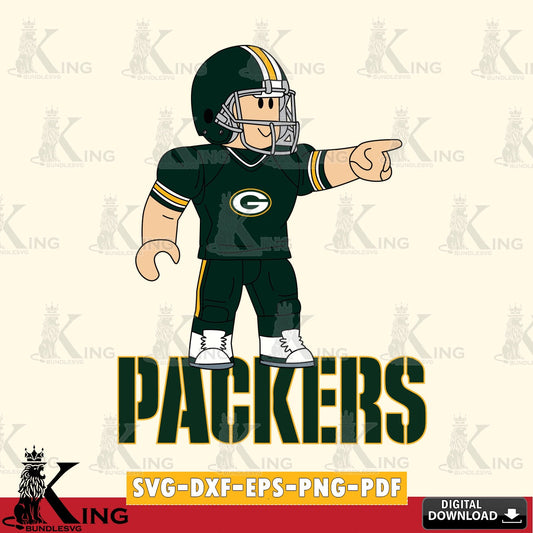 Mega bundle containing Green Bay Packers Roblox player football, a digital clipart compatible with laser engraving and cutting
