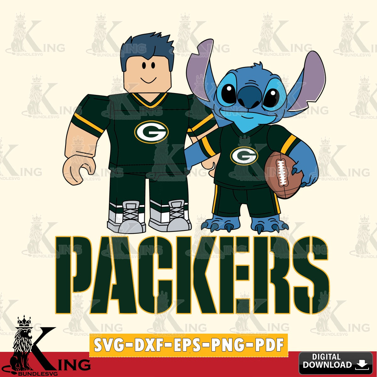 Green Bay Packers Roblox & Stitch Football SVG file , Cricut, NFL  File cut , Digital Download , PDF File