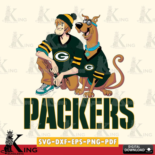 Ultimate set containing Green Bay Packers Shaggy and Scooby Doo football art, SVG PNG files perfect for Cricut and Silhouette