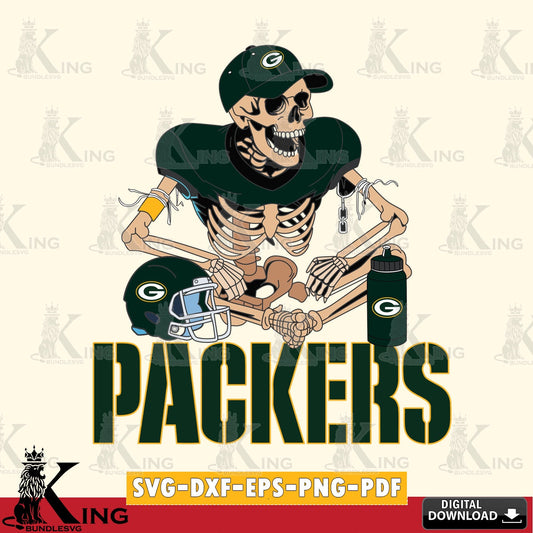 Massive pack of Green Bay Packers skeleton player football, a versatile clip art for stickers, decals, and mugs.