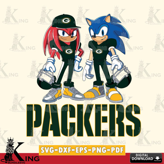 Complete bundle for Green Bay Packers Sonic and Knuckles football player, high-quality vector for DIY scrapbooking and home decor