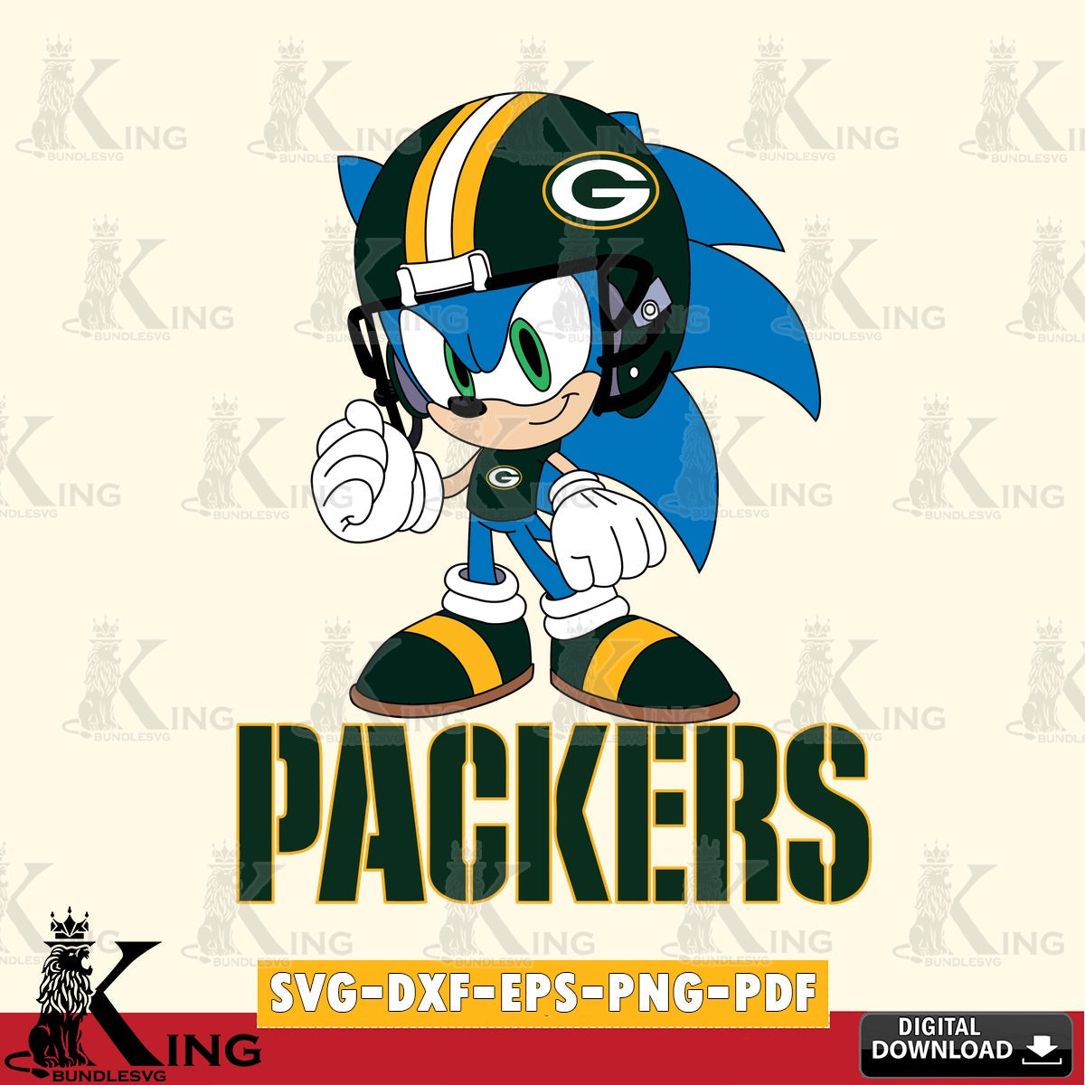 Green Bay Packers Sonic Football Mascot SVG file, Vector , Digital Download , PDF File , Instant Download