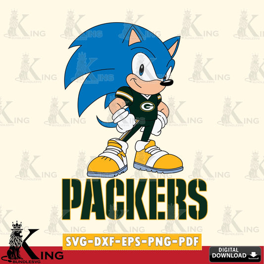 Green Bay Packers Sonic Football Star Mascot SVG file, Vector , Digital Download , PDF File , Instant Download