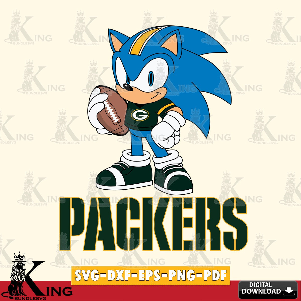 Exclusive set of Green Bay Packers Sonic Game Day Ready vector digital clipart compatible with laser engraving and cutting